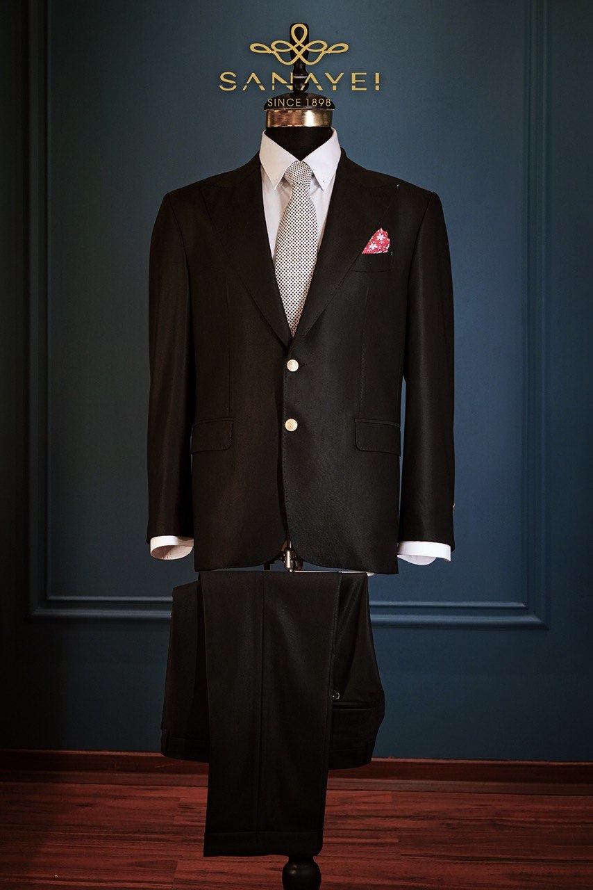 A made-to-measure suit, ready to collect